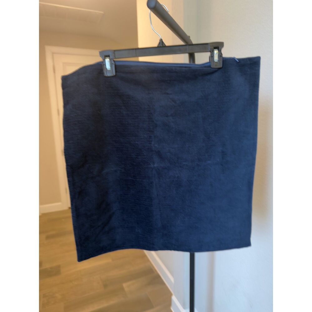 Quince Corduroy Cotton Velvet Pillow Cover Navy 20x20 Mid Century Sham